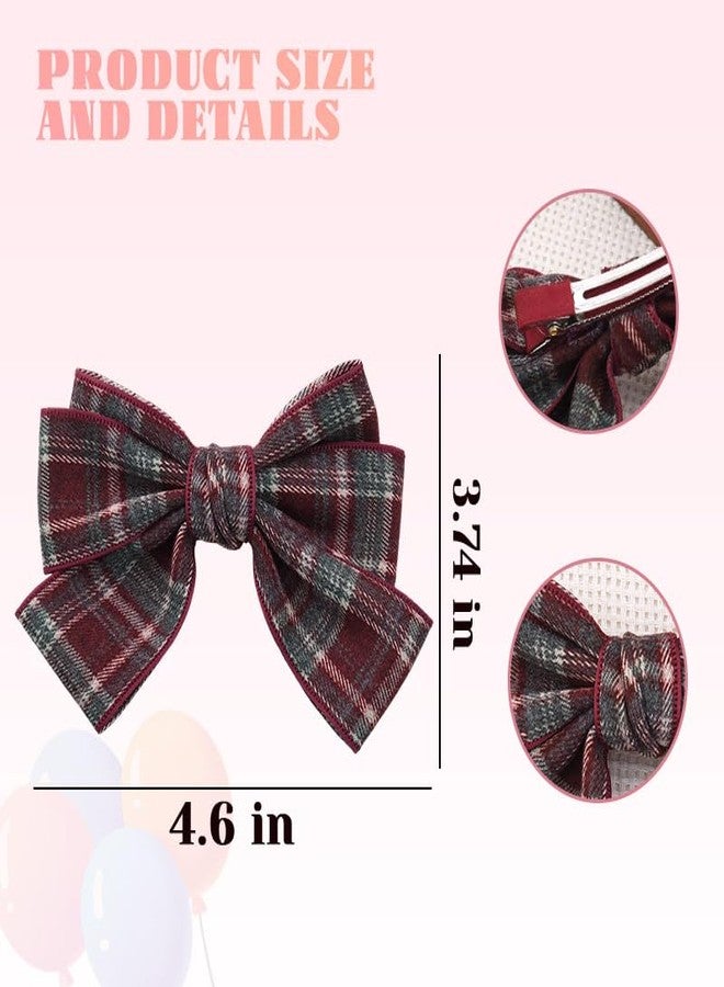 Borhmty Red Plaid Bow Hair Clips for Women Girls Daughter Niece Birthday Christmas Hair Accessories for Toddler Girls Cotton Linen Hair Bows Clips for Women British Style Hairclips Hair Barrette - Image 2